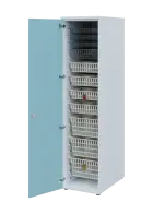 EUROMEDICA D - 46 skříň léková boxová, 1-dveřová, levá, 1950x460x735, korpus bílý, dvířka obloha